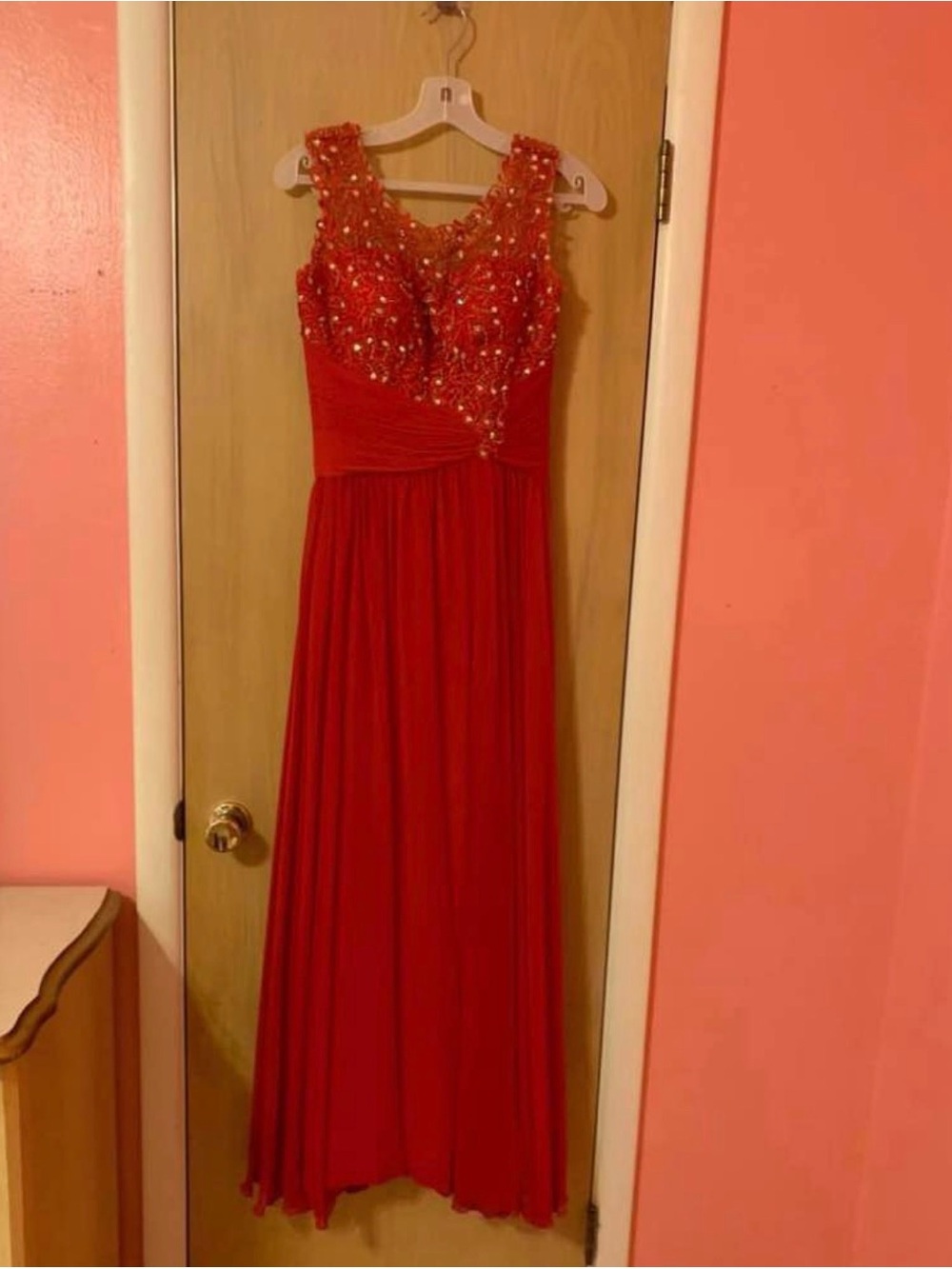 Dancing Queen Red Beaded Evening Dress